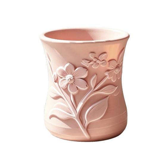 3D Printed Flower Vase, Exquisite Flower Embossed Vase, Decorative Flower Holder, Multi-purpose Pen Holder for Home Tabletop Decoration
