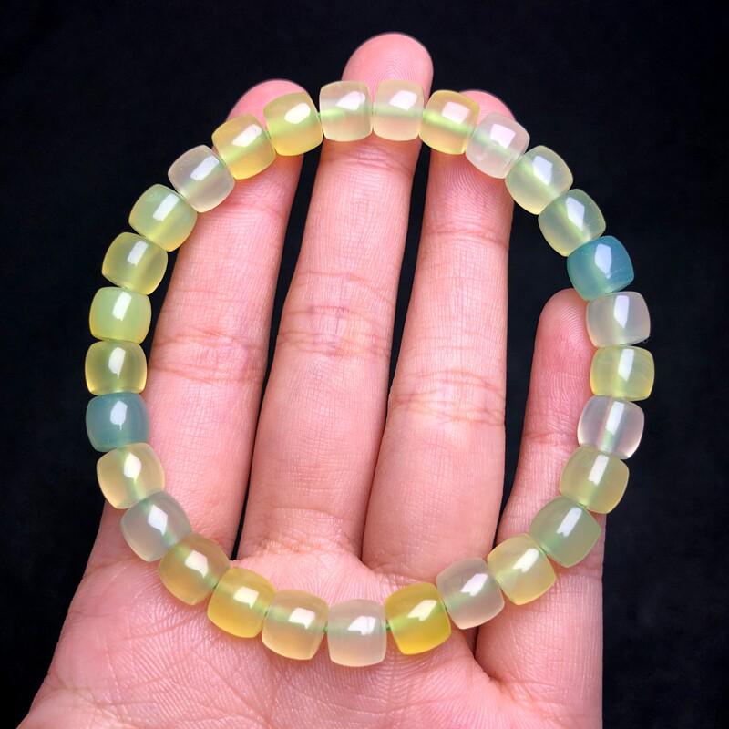 Green Agate Old Style Beads Bracelet with Star & Moon Bodhi for Men & Women
