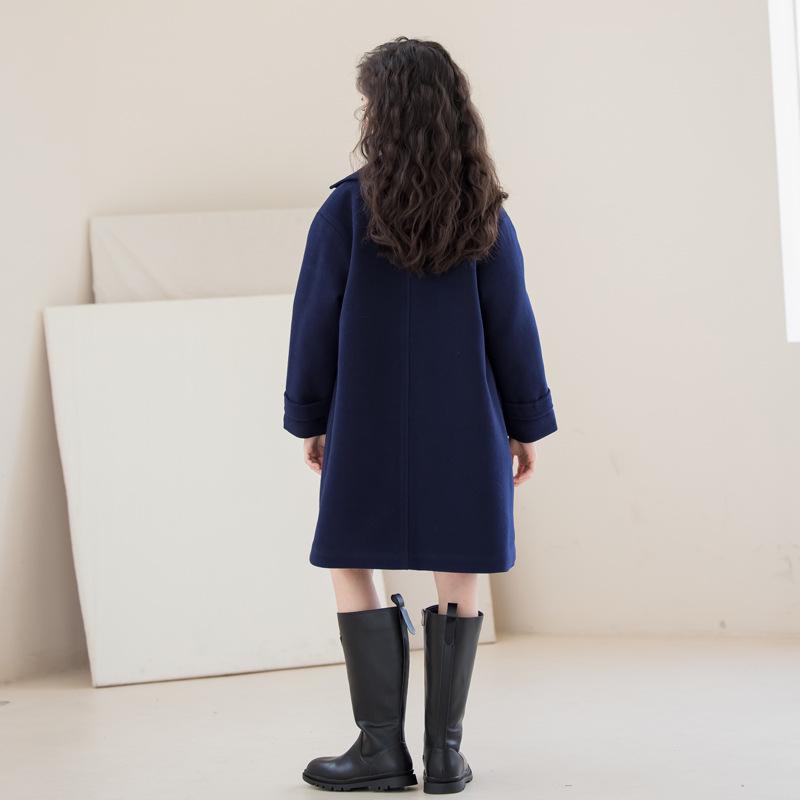 Girls' British College Style Wool Coat - Warm, Thickened, Mid-Length, Cotton-Padded Winter Wear 2025