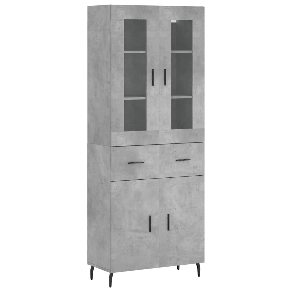Vidaxl Display Cabinet, Concrete Grey 69.5X34X180 Cm Wood-Based Material