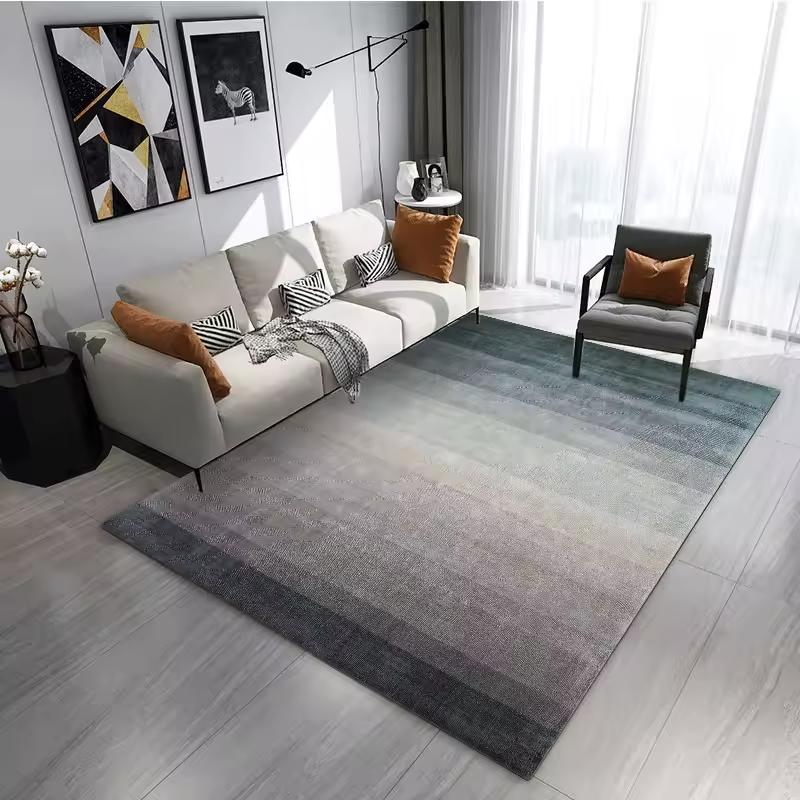 Modern Geometric Loop Pile Carpet  Soft Durable Floor Mat for Bedroom Sofa Living Room Easy Maintenance Thickened