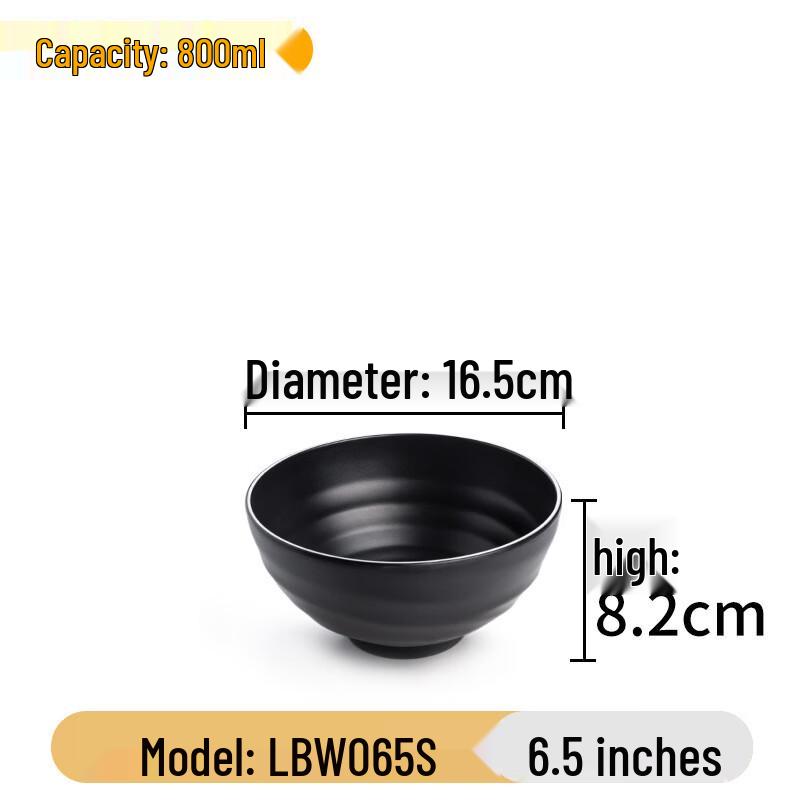 Набор черных меламиновых мисок для рамена в японском стиле