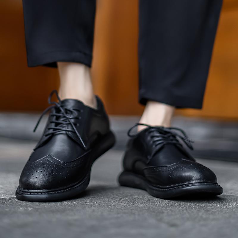 Men's Shoes Brock Shoes Business Fashion Trend Casual Shoes Dress Leather Shoes Low Top Embossed Cowhide Surface Large Size