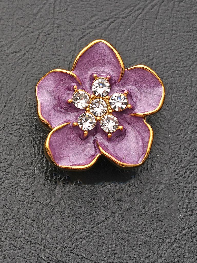 4/10Pcs/Pack 18Mm 23Mmblue Purple Flower Inlaid With Rhinestone Metal, High-End Button Sweater, Clothing, Jewelry Accessories