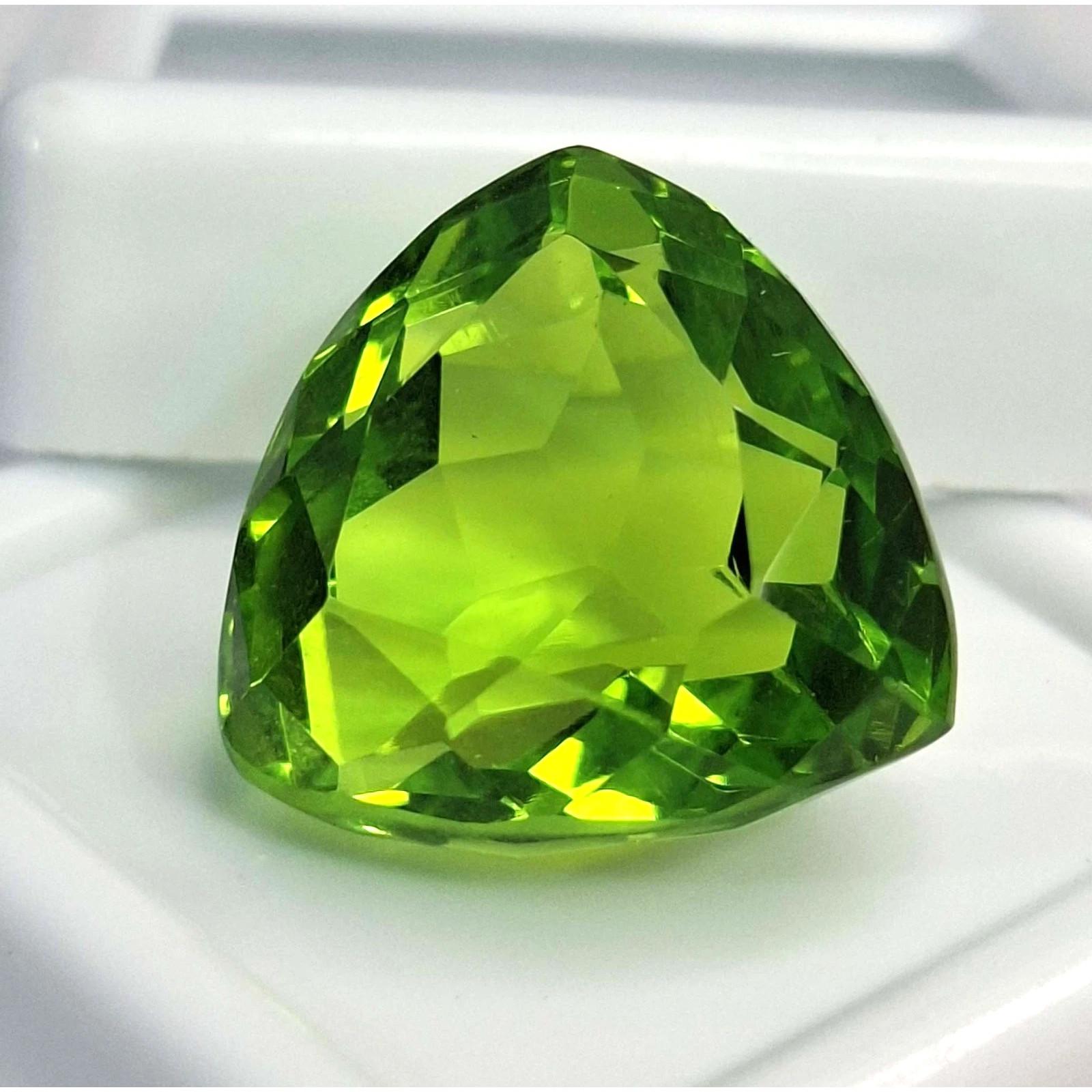 Trillion Cut Natural Green Peridot 14-16