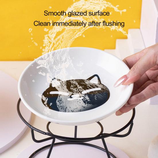 Cat Bowl Set Anti-Vomit Protect Cervical Vertebrae Indoor Cats Small Pets Colorful Patterns Pet
