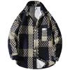 Men's Plaid Tweed Jacket Casual Button Down Shacket Coat Long Sleeve Loose Fit Streetwear Autumn Winter Fashion Outerwear