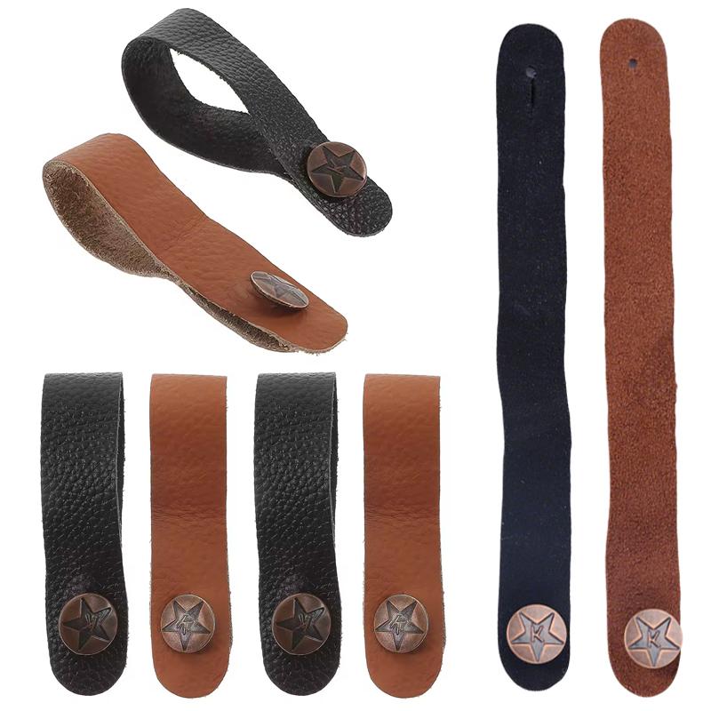 5 Stück Gitarrenkopfplatten-Gurt Vintage-Stil Braun Schwarz Verfügbar Abnehmbarer Anti-Rutsch-PU-Leder-Gurtbinder Instrumentenzubehör ZYF
