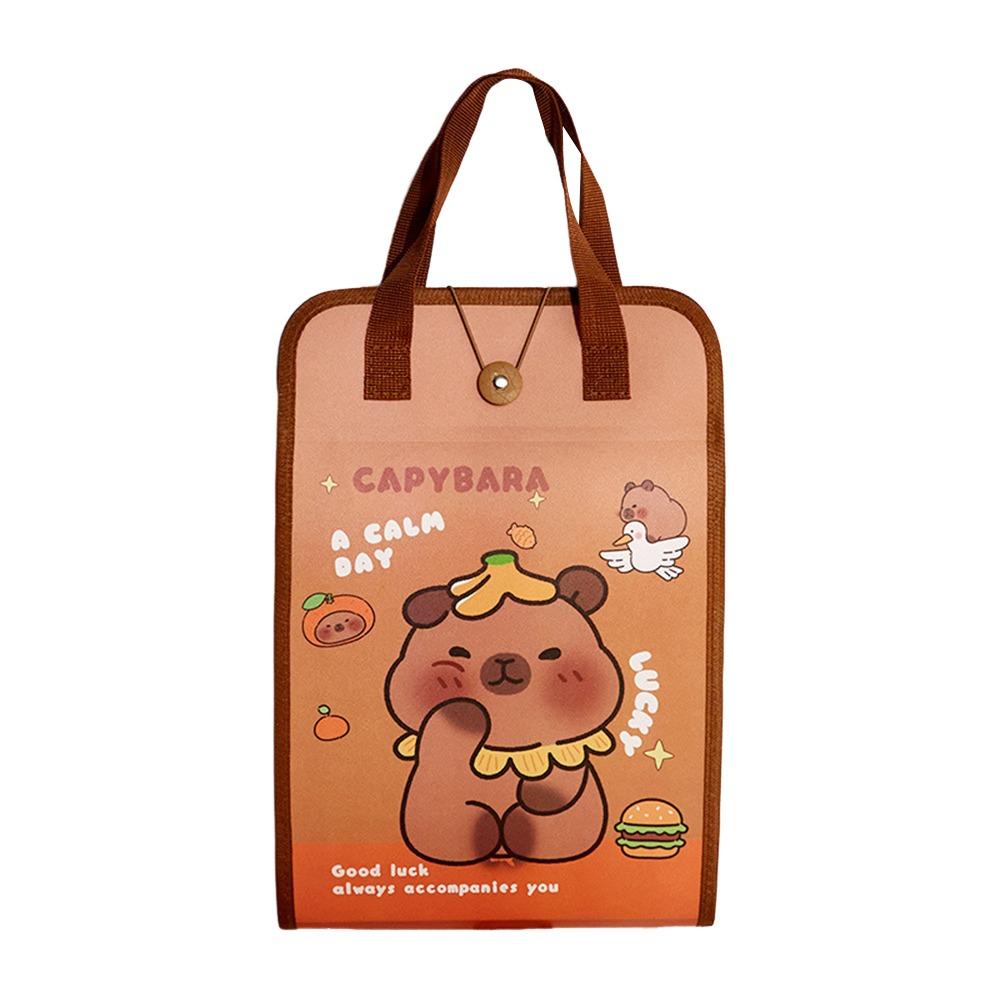 Tecknad Capybara A4 Dokumentmapp Stor Kapacitet 13-Lagers Expanderande Dragspelsorganisatör Vattentät Datasortering Förvaringsväska