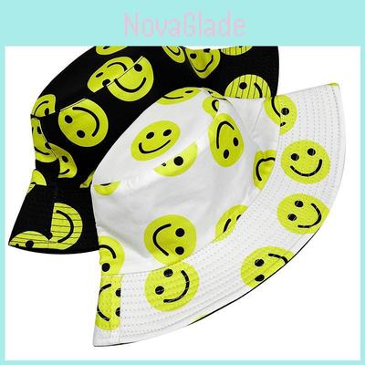 Fishing Smiley Face Bucket Hat Cotton Waterproof Sun Protection For Summer Outdoor Activities