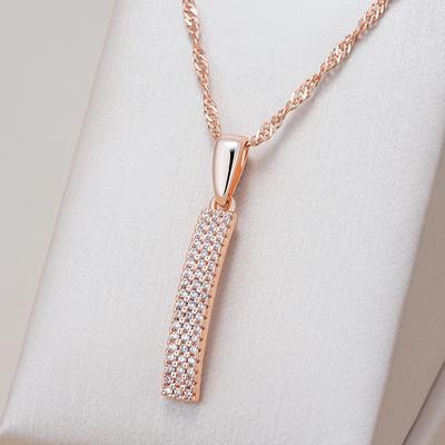 Simple Design Full Natural Zircon Pendant Necklace For Women Fashion  Rose Gold Color Romantic Daily Fine Jewelry
