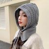 New Autumn and Winter Style Balaclava Women's Knitted Wool Hat Warm Ear Protection Scarf Hat Integrated Cold Hat