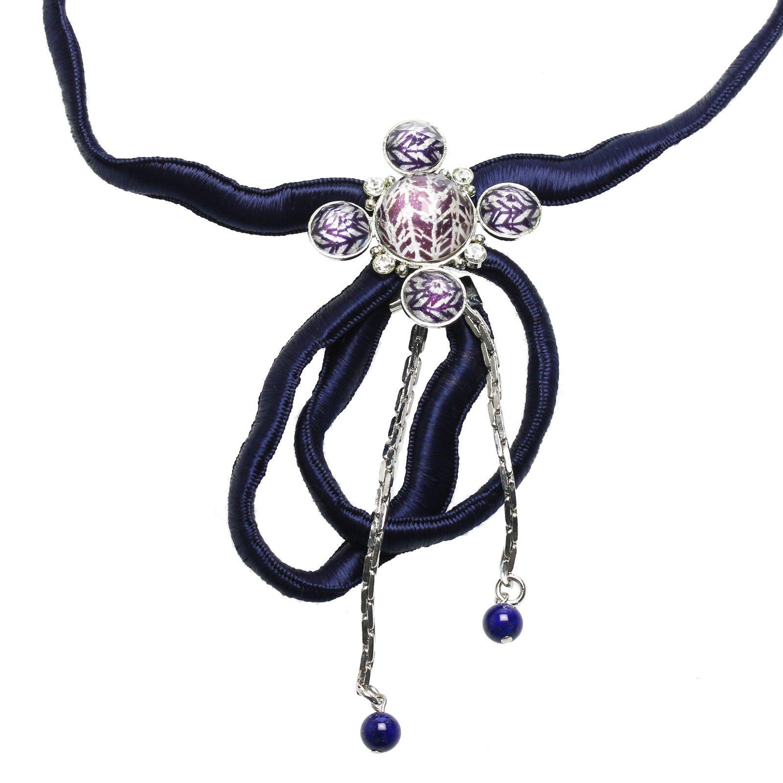 

Tamarusan Ribbon Choker Herringbone Leather String Lapis Lazuli Gift Stylish Luxury [TAMARUSAN]