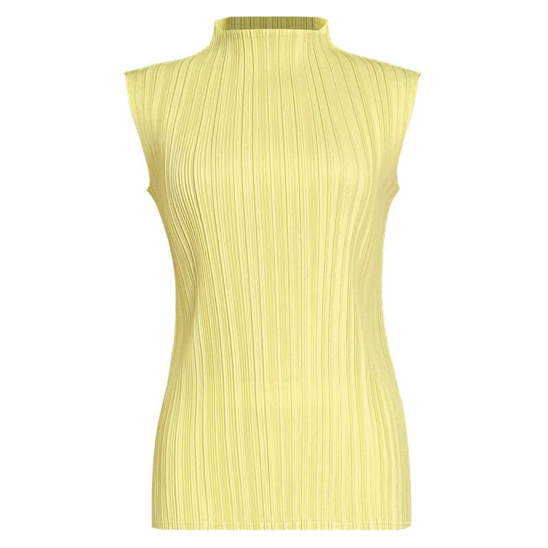 Miyake 2025 Sommer Damen Slim Ärmellos Stehkragen Weste - Vielseitiges Basic-Top