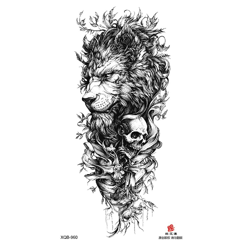 2026 Nuovo Tatuaggio Temporaneo Impermeabile Adesivo Fuoco Foresta Leone Lupo Tigre Flash Tatuaggi Uomo Corona Corpo Braccio Finto Tatuaggio