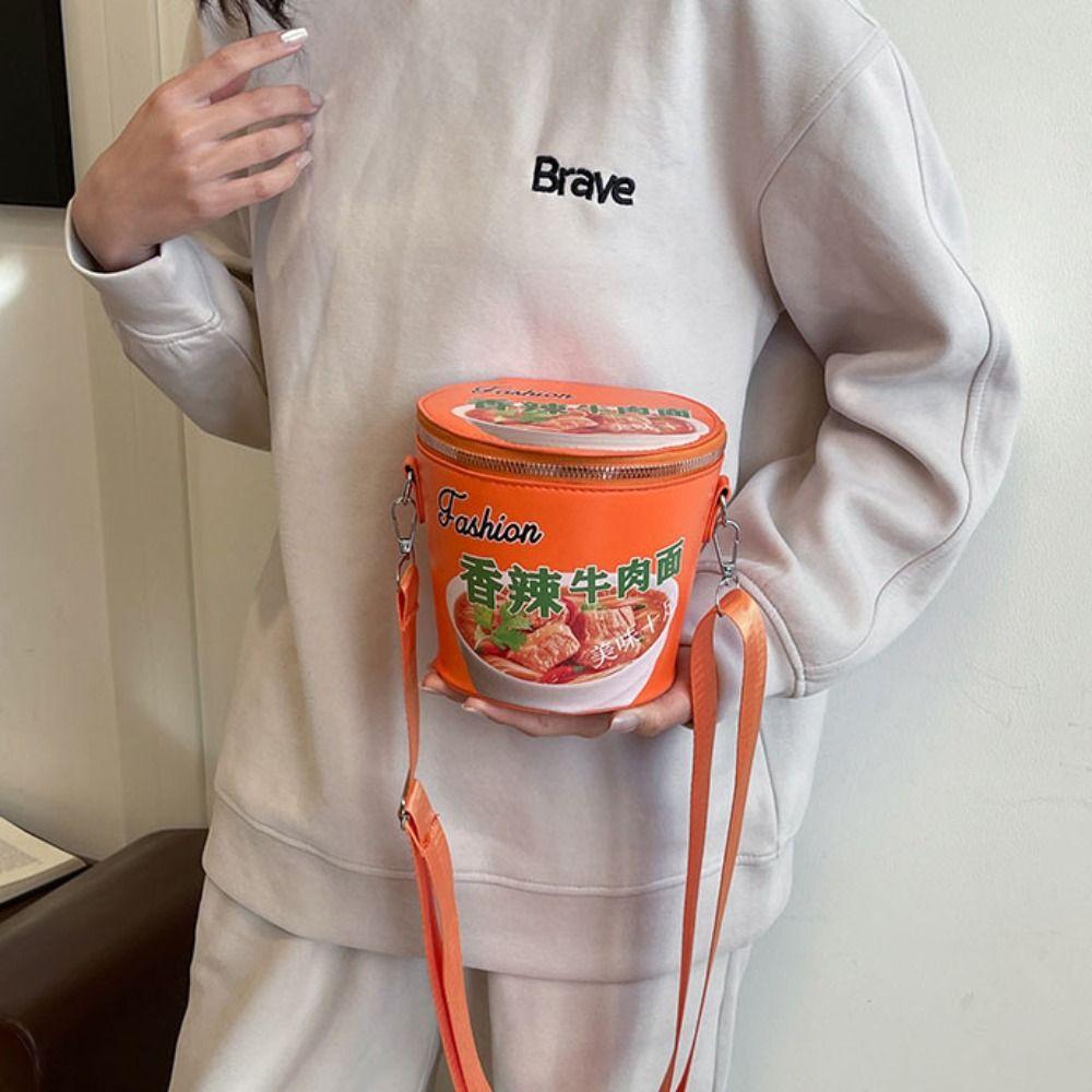 Shoulder Bag Instant Noodles Crossbody Bags Crossbody Bag Large Capcity Reusable Bucket Bag Solid Color Zipper Shoulder Bag