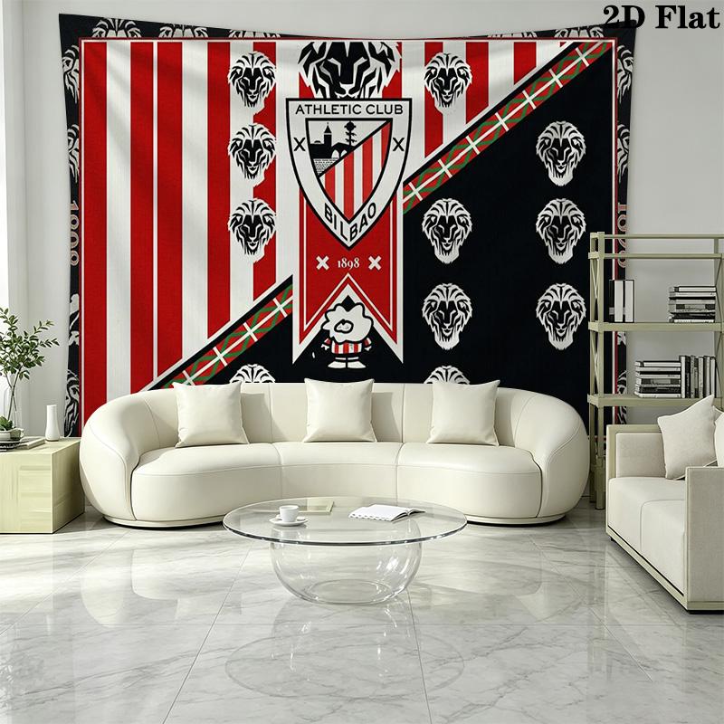 Athletic Bilbao Wall Tapestry Aesthetic Wall Hanging Printed Fabric Blanket Decorative Tapestries for Bedroom Living Room Home Decor