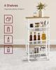 VASAGLE 4-Shelf Trolley, Space-Saving Kitchen Cart with Wheels, Steel Frame, Handle, Trolley for Small Spaces, Kitchen Bathroom Living Room Studio