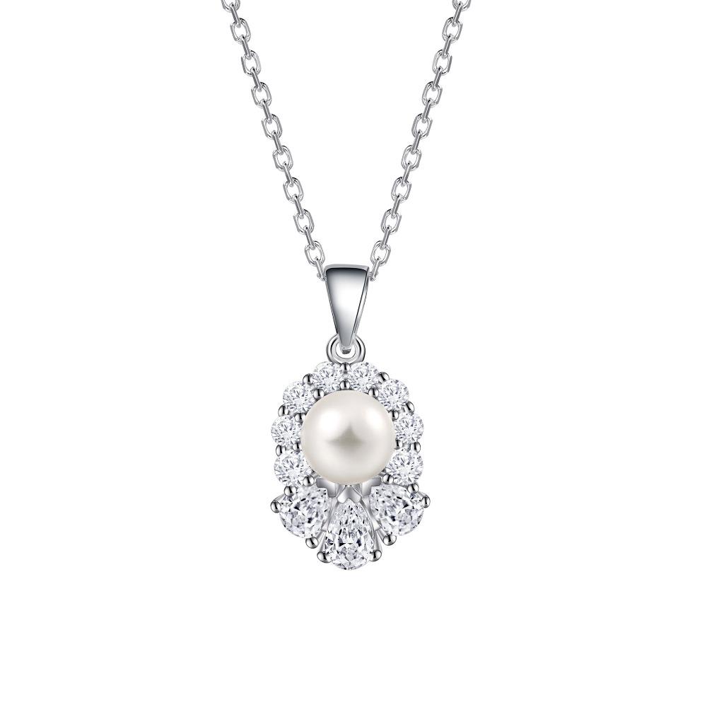 S925 Sterling Silver Pearl Necklace Light Luxury Niche Pendant Bead Silver Neck Chain Accessories Women