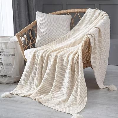 Warm Knitted Blanket with Tassel Solid Color Sofa Blanket Cover Nordic Decor Throw Blanket for Bed Portable Breathable Shawl