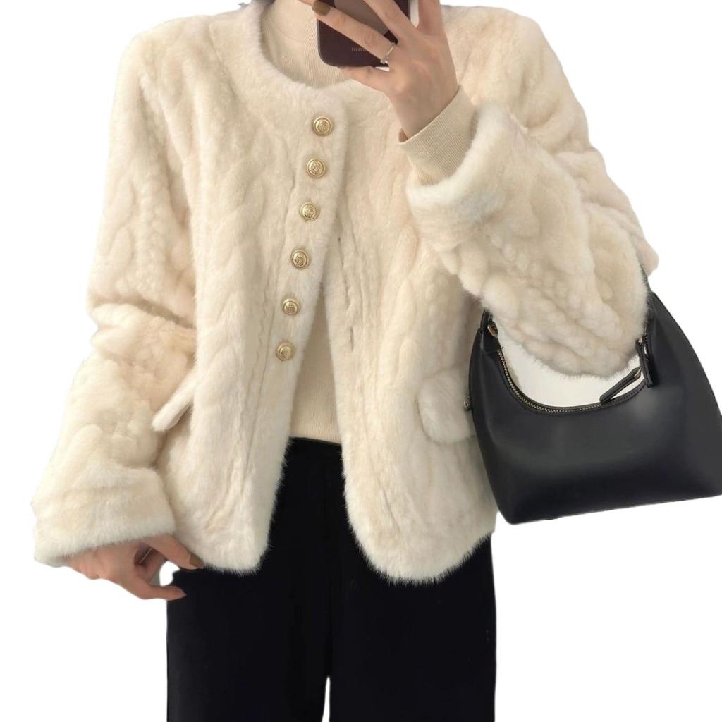 Winter new imitation mink fleece fur coat socialite short twist fluff top