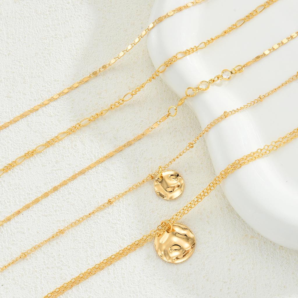 5pcs Vintage Gold Color Multiple Styles Necklace For Women Boho Trendy Multi-Layer Crystal Pendant Necklaces Set Jewelry Gifts