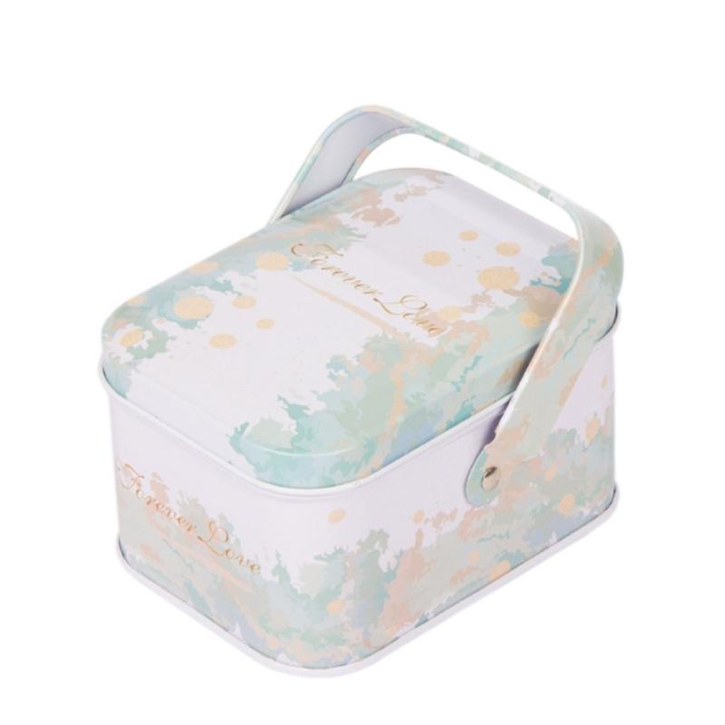 Vintage Small Suitcase Storage Tin Candy Box Gift Box Earphones Box Biscuits Organizer Portable Sundries Organizer Can