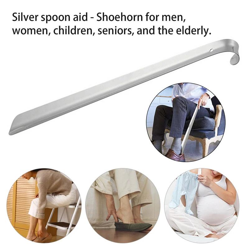 42CM Extra Long Shoe Horn Stainless Steel Silver Metal Shoes Remover Shoehorn Lifter Aid Slip Shoe Pull Tool Shoespooner