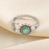 Sun and Moon Open Ring for Women Adjustable Sparkling Accent Celestial Statement Ring