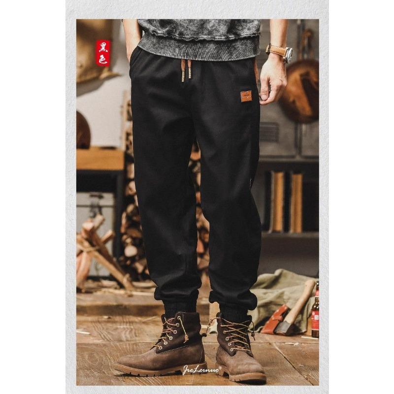 American Retro Workwear Men Thickened Velvet Autumn Winter Loose Leggings Versatile Outdoor Casual Trousers