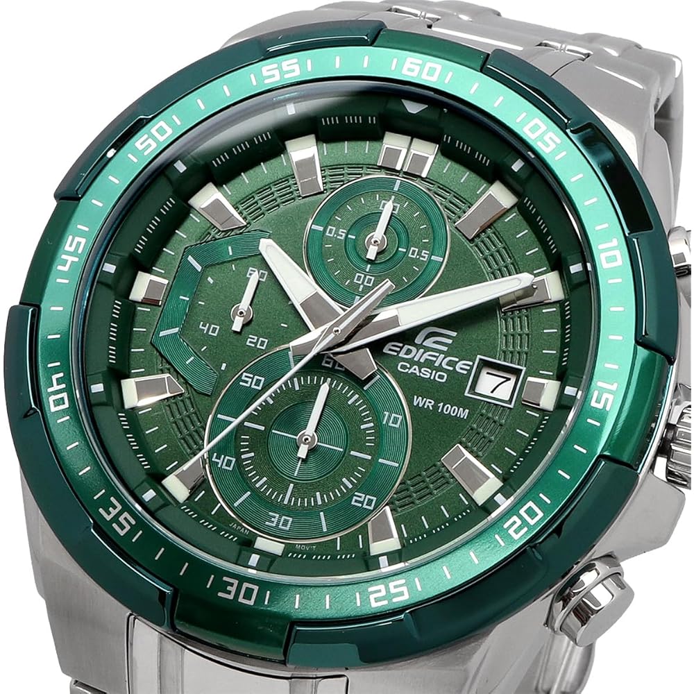 Casio Edifice Men's Chronograph Watch EFR-539DE-3AV Green Stainless Steel 100m Water Resistant