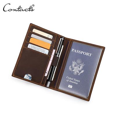 Suport pentru pașaport din piele naturală Suport card de identitate Vintage Crazy Horse husă pentru pașaport din piele cu fantă pentru stilou