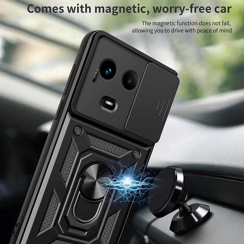 For Realme 11x 5G/11 5G (Global) Case Slide Lens Guard PC+TPU Ring Kickstand Phone Cover