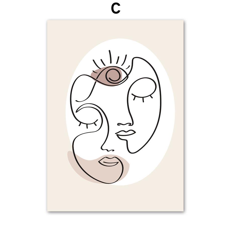 Wandkunst Leinwand Malerei Linie Mädchen Blume Moderne minimalistische abstrakte nordische Poster und Drucke Wandbilder für Wohnzimmer