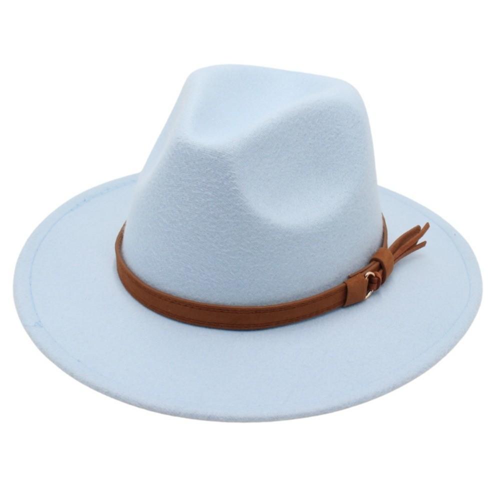 

Felt Western Cowboy Hat Tibetan Style Roll Brim Cowgirl Cap New Top Hat Outdoor Riding небо синє кольору