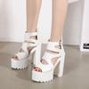 Fashion 14CM  Rome Gladiator Sandals Women Open Toe Punk Rock Gothic Thick Platform Chunky Block High Heels Sandals Ladies Shoes