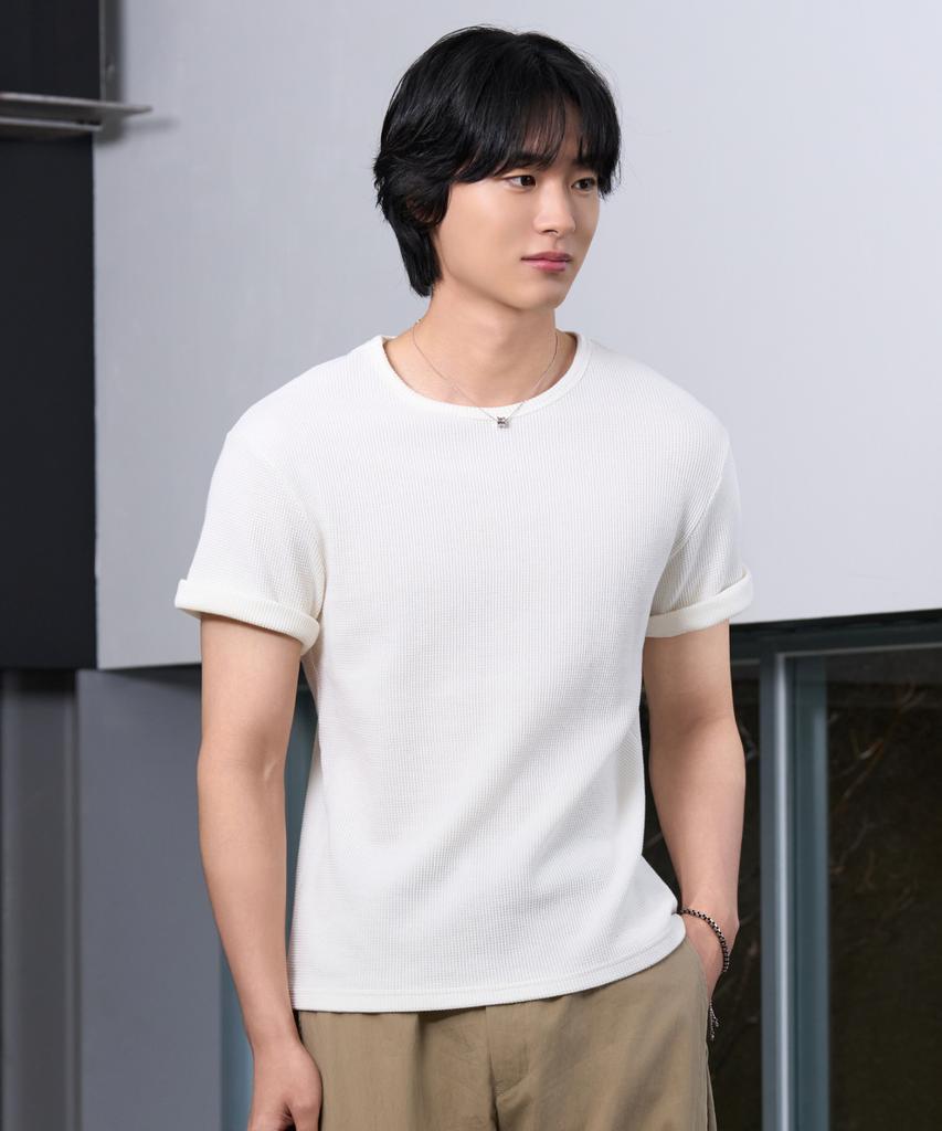 HYOJI 26 Ss Semi-Crop Waffle Round Short Sleeve T-Shirt (3 Colors)