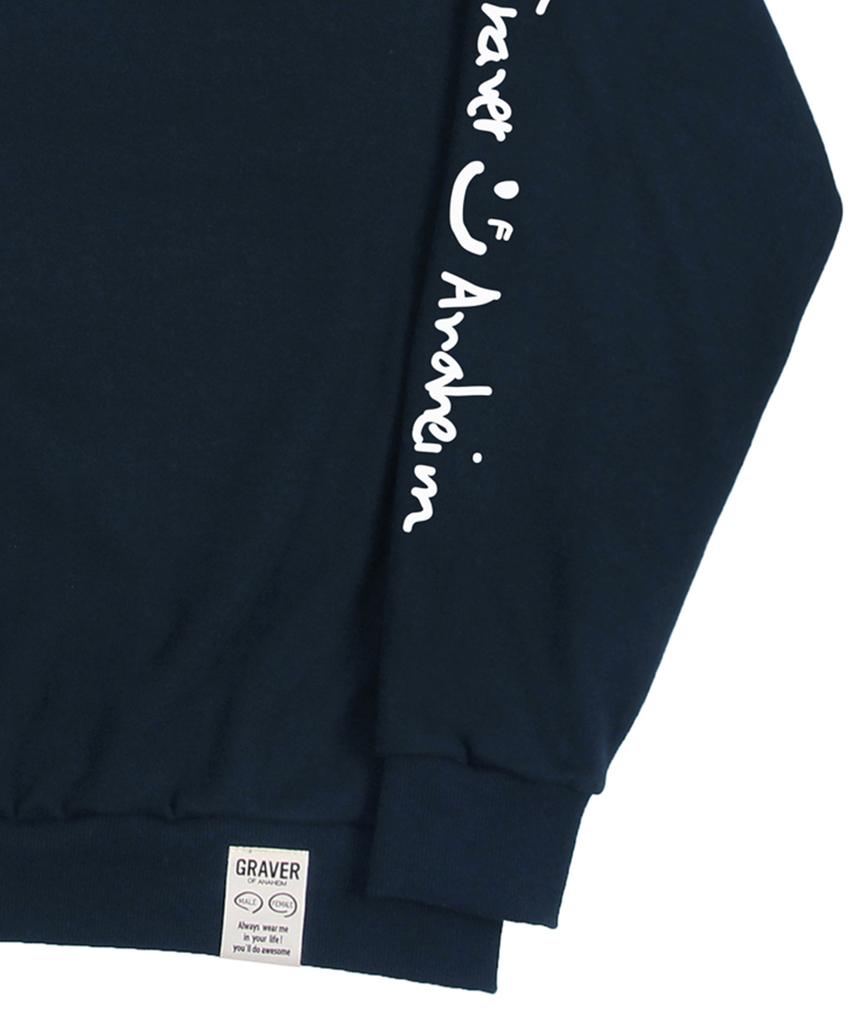 GRAVER [Unisex] Elbow Drawing Logo Smile Sweatshirt_Navy