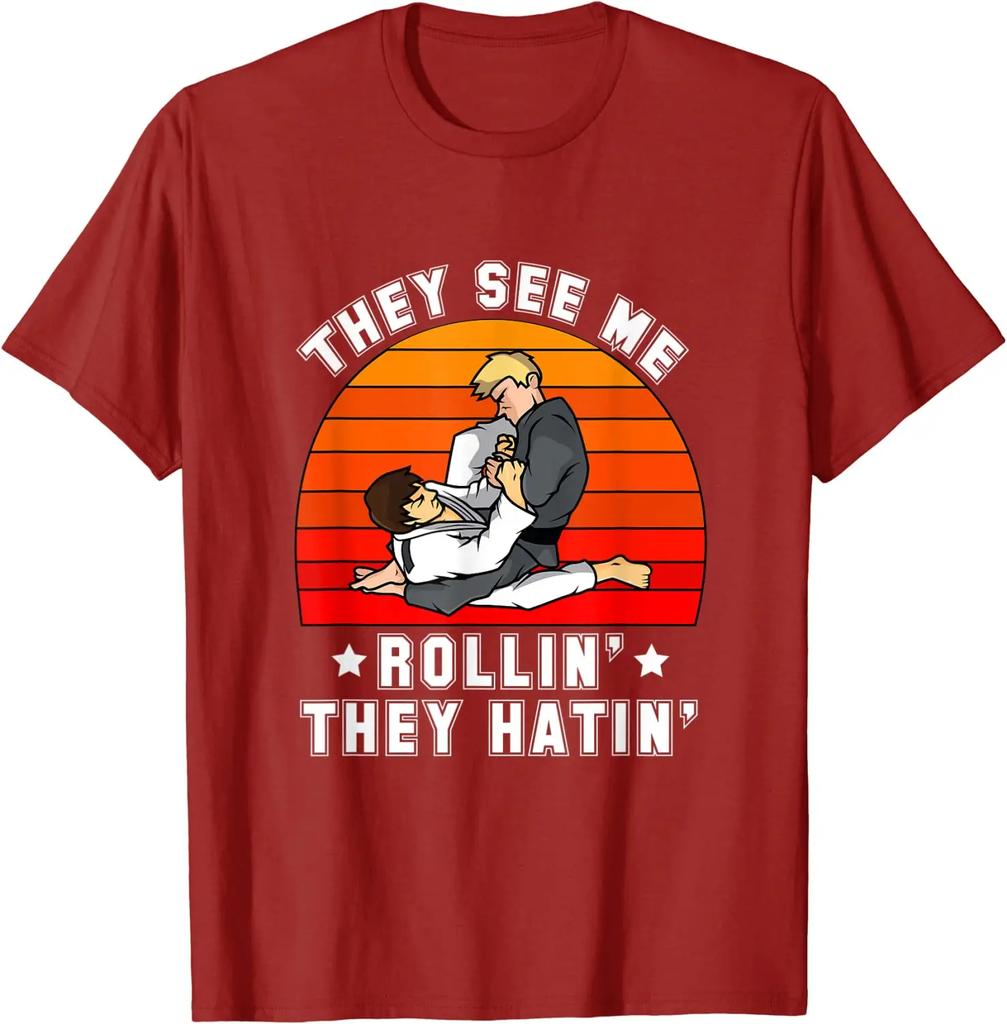 Jiu Jitsu Shirt They See Me Rollin They Hatin Men TShirt Short Sleeve Casual Cotton ONeck Summer Shirts
