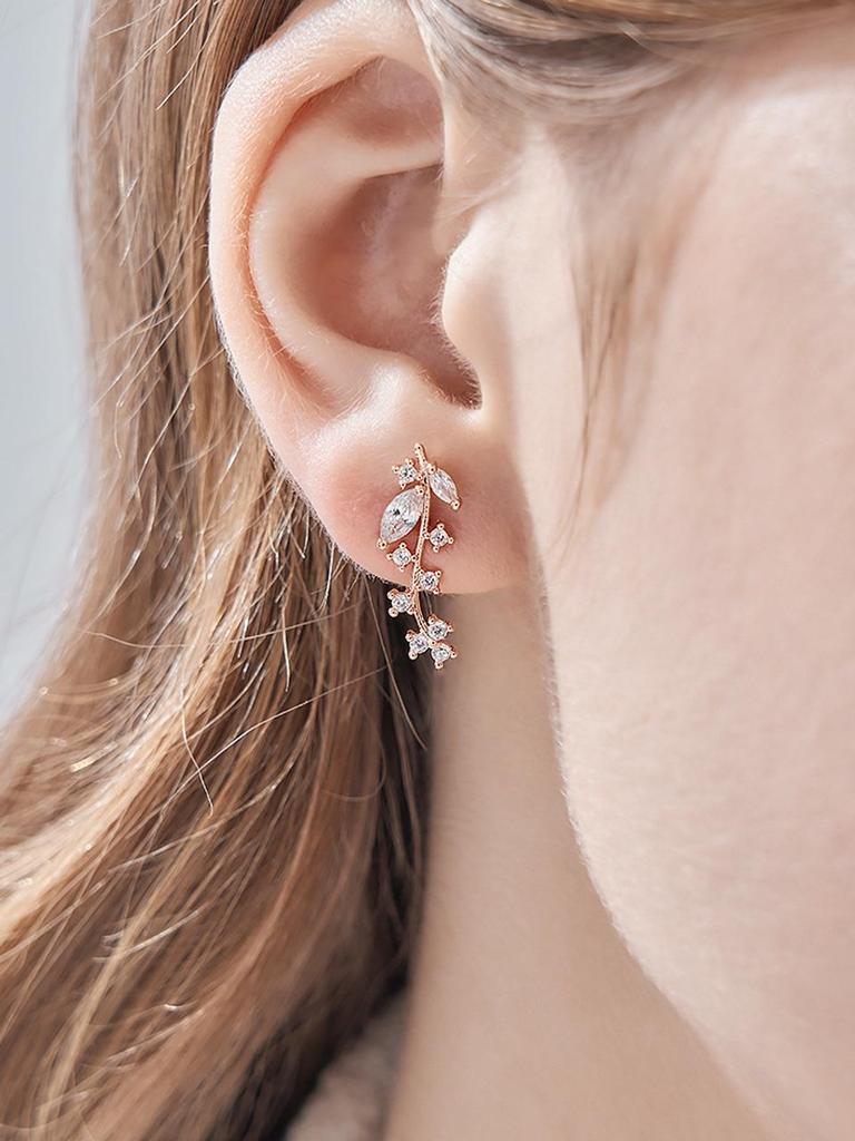 [ELLE Schmuck] 14K Goldblatt-Motiv Lange Ohrringe ELGPEE530