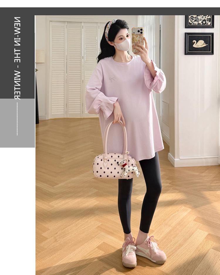2026 Trendy Plus Size Maternity T-Shirt - Loose Fit, Casual Spring/Autumn Fashion for Moms