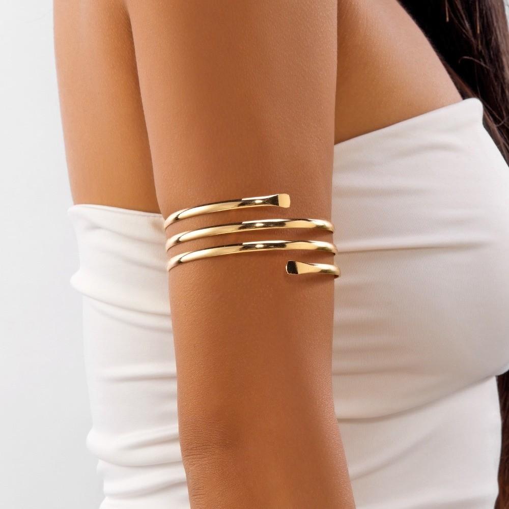 Multilayer Coil Adjustable Snake Armband Metal Hyperbolic Cuff Bangle Open Arm Bangles  Wedding