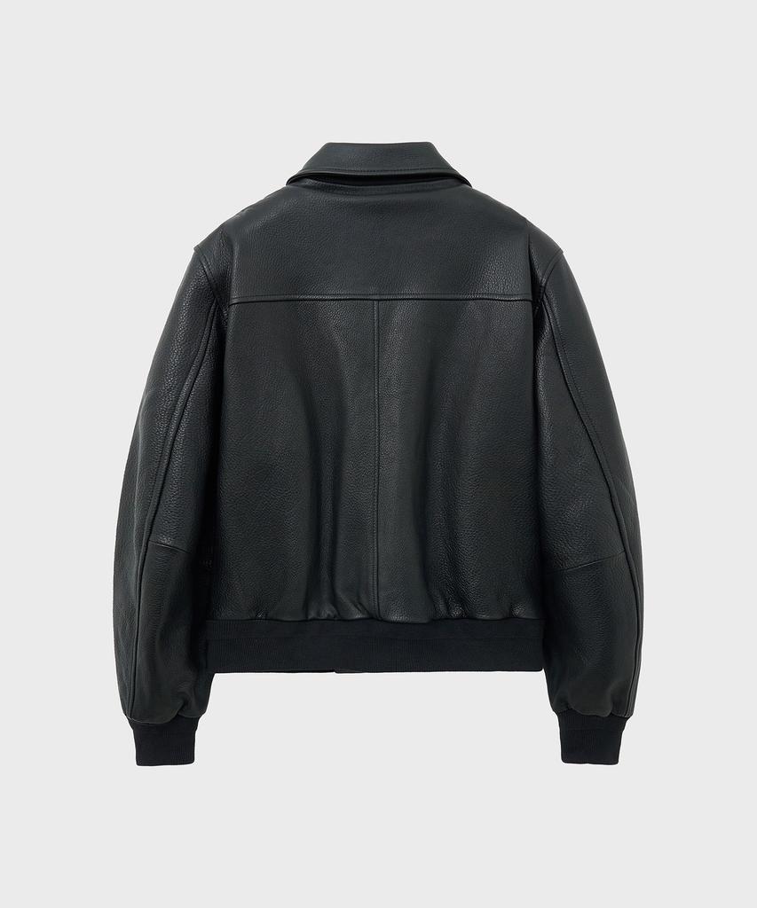 Noirer Goat Shrunken Leather Blouson (Black)