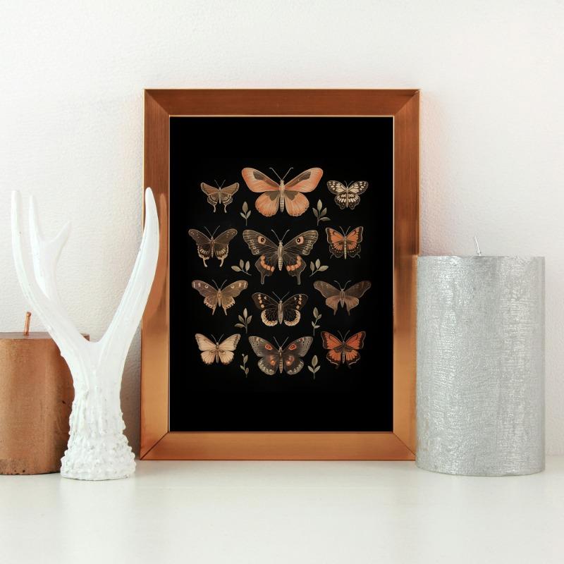 Vintage Dark Academia Moths Victorian Gothic Insect Illustration Art Posters Canvas Painting Wall Prints Picture Room Home Decor