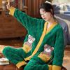 Pajamas Women's Autumn and Winter Coral Velvet Home Clothes Flannel Thickened Winter Large Plush Warm Suit