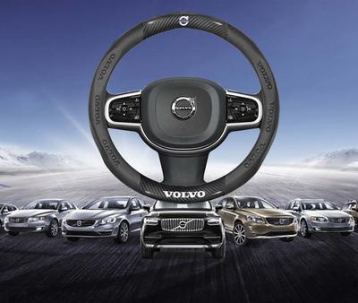 For XC40 XC60 XC70 XC90 S40 S60 S80 S90 V40 V60 V70 V90 C70 Carbon Fiber Leather Car Steering Wheel Cover Auto Accessories