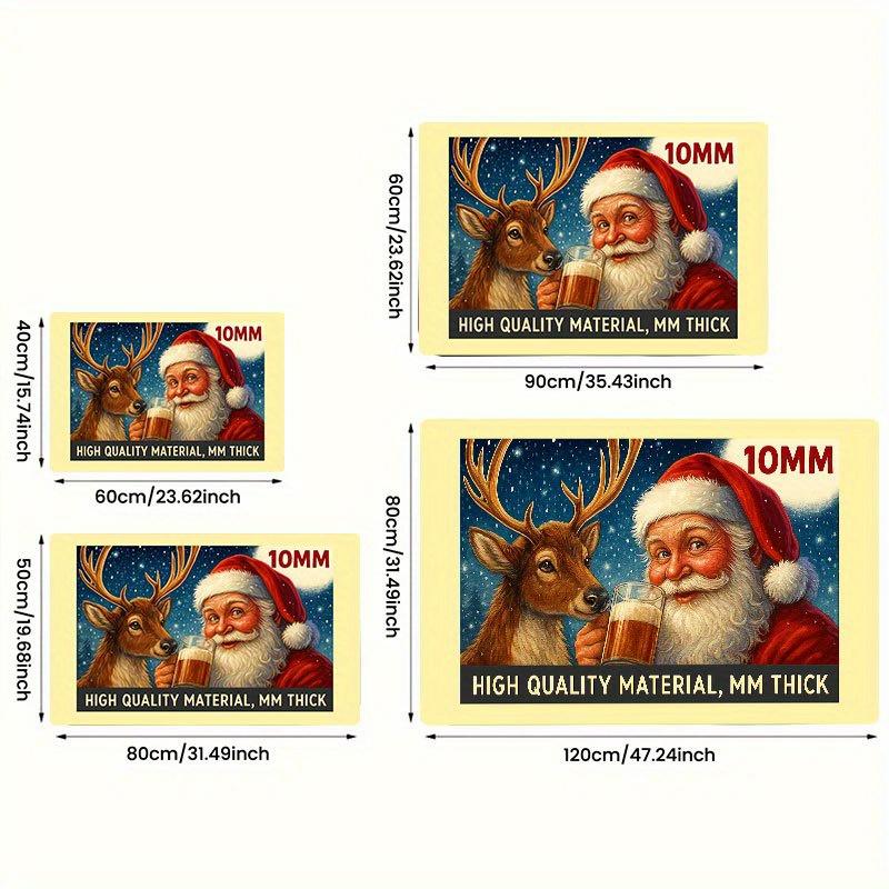 1Pcs Anti Fatigue Kitchen Rugs,  Santa Claus ReindeerPrint Waterproof Non-Slip Thick Cushioned Kitchen Mat Heavy Duty Comfort Standing Mat for Kitchen