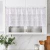 Cortina Media de Encaje, Cortina Transparente Floral Campestre Transpirable, Cortinas Estilo Nórdico Bloqueo de Polvo y Flujo de Aire, para Ventanas Medias de Cocina