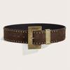 Retro Suede Rivet Belt Punk Gothic Western Cowgirl Wide Cummerbunds Waistband Y2K Irregular Belt