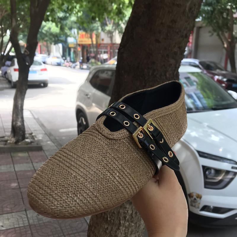 Fashion Hot Sale Loafers Women Cane Weave Flat Casual Shoes For Women Holiday Beach Shoes Mules Summer Slip On Outdoor Flat Shoes Lady